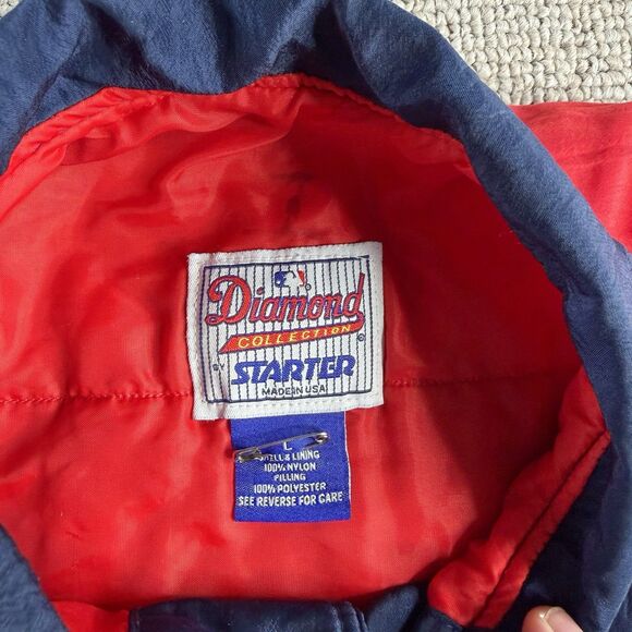 Vintage Cleveland Indians Starter Jacket Large Script MLB Diamond Collection 90s - Picture 11 of 15